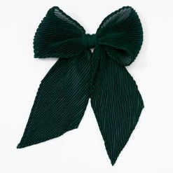 Cheap ✔️ Claire's Pleated Chiffon Hair Bow Clip - Emerald ❤️