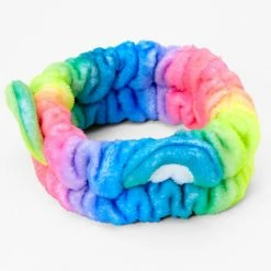 Budget ✨ Claire's Plush Rainbow Bear Ear Makeup Headwrap 🔥