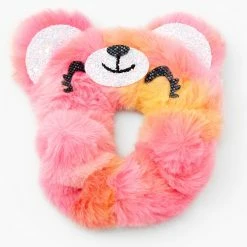 Budget ❤️ Claire's Medium Faux Fur Rainbow Teddy Hair Scrunchie 🧨