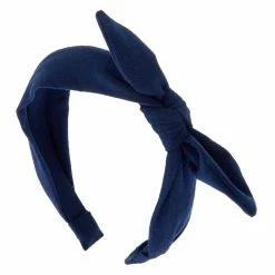 Discount 😀 Claire's Knotted Bow Headband - Navy 🤩