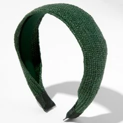 Cheap 🥰 Claire's Woven Raffia Wide Headband - Emerald Green 🧨