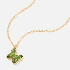 Deals ๐ Claire's Butterfly Birthstone 16" Gold Pendant Necklace - August ๐ฏ