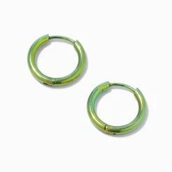 Coupon 💯 Claire's Titanium Green 10MM Tube Hoop Earrings ❤️