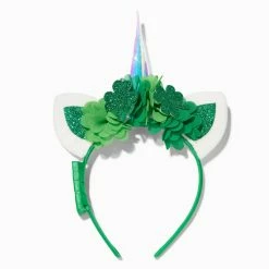 Wholesale ❤️ Claire's St. Patrick's Day Shamrock Light-Up Unicorn Ears Headband 🧨