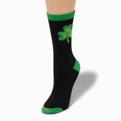 Promo ⌛ Claire's St. Patrick's Day Lucky Shamrock Crew 🧦 Socks ✔️