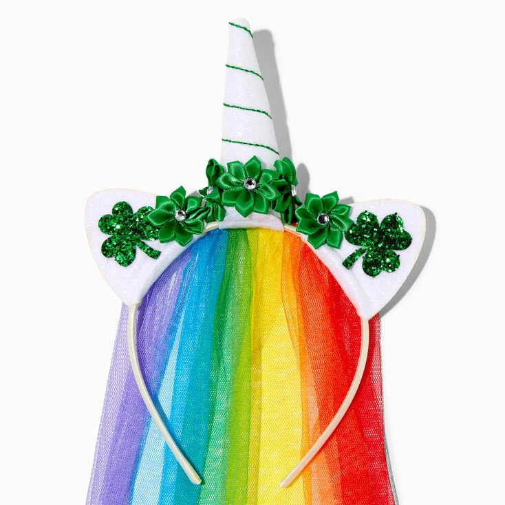 Brand new ๐ Claire's St. Patrick's Day Rainbow Veil Unicorn Headband โจ 2 Brand new ๐ Claire's St. Patrick's Day Rainbow Veil Unicorn Headband โจ - Image 2