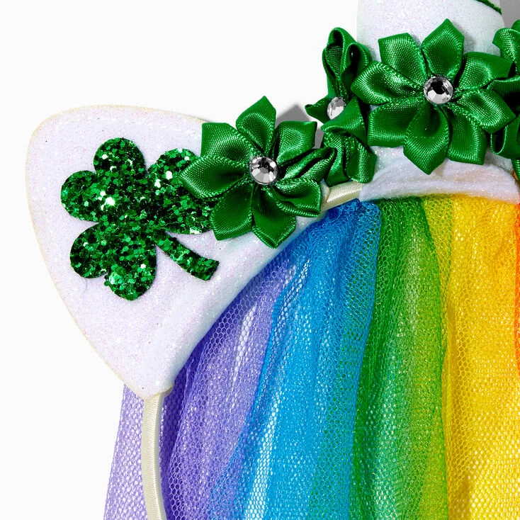 Brand new ๐ Claire's St. Patrick's Day Rainbow Veil Unicorn Headband โจ 3 Brand new ๐ Claire's St. Patrick's Day Rainbow Veil Unicorn Headband โจ - Image 3