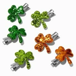 Discount ⌛ Claire's St. Patrick's Day Sequin Shamrocks Hair Clips - 6 Pack 🤩