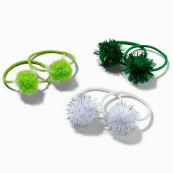 Discount โ๏ธ Claire's St. Patrick's Day Tinsel Pom Pom Hair Ties - 6 Pack โจ
