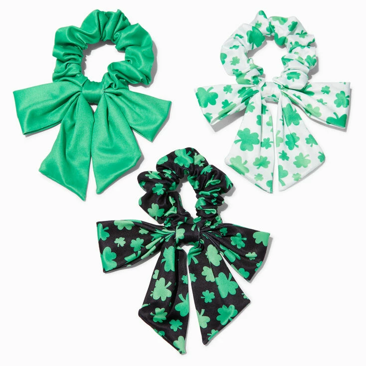 Promo 😀 Claire's Small St. Patrick's Day Green Shamrock Bow Hair Scrunchies - 3 Pack ❤️ 2 Promo 😀 Claire's Small St. Patrick's Day Green Shamrock Bow Hair Scrunchies - 3 Pack ❤️ - Image 2