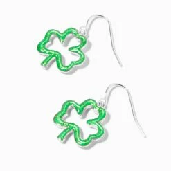 Buy ✨ Claire's St. Patrick's Day Glitter Shamrock 1" Drop Earrings 🔔