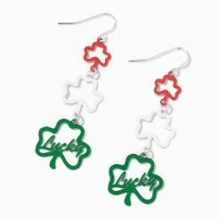 Best Pirce ๐ฅ Claire's Lucky Tricolour Shamrocks 2" Drop Earrings ๐