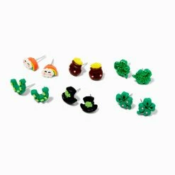 Buy 🥰 Claire's St. Patrick's Day Lucky Icons Stud Earring Set - 6 Pack ✔️
