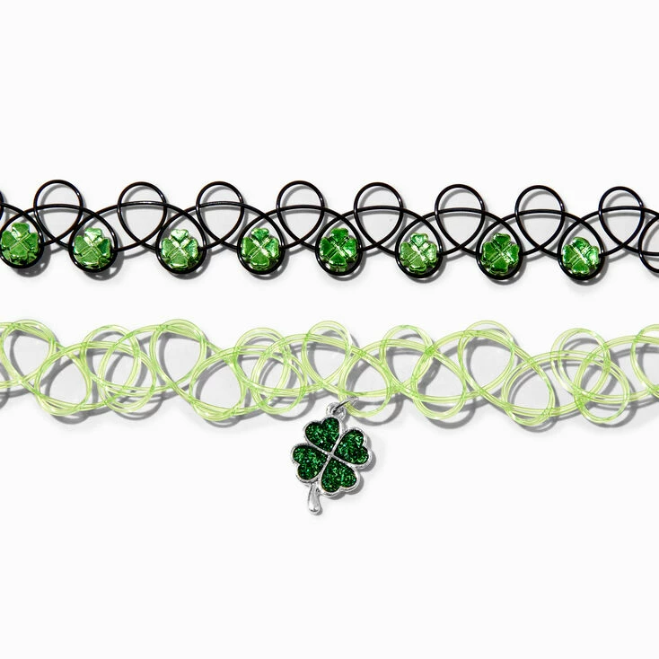 Hot Sale 🥰 Claire's Silver & Black Shamrock Mixed Choker Necklaces - 2 Pack 🧨 2 Hot Sale 🥰 Claire's Silver & Black Shamrock Mixed Choker Necklaces - 2 Pack 🧨 - Image 2