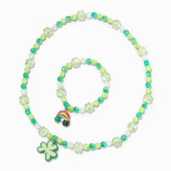 Budget ๐คฉ Claire's St. Patrick's Day Beaded Stretch Necklace & Bracelet Set - 2 Pack ๐