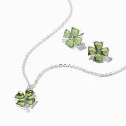 Wholesale 🌟 Claire's St. Patrick's Day Gemstone Sharmrocks Necklace & Earring Set - 2 Pack ✔️