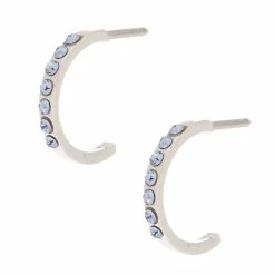 Top 10 ❤️ Claire's Sterling Silver Ice Stone Half Hoop Earring - Blue 👍